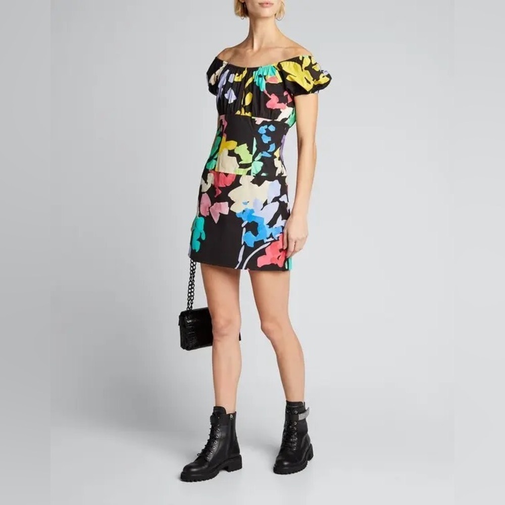 CAROLINE CONSTAS Calla Printed Off-Shoulder Mini Dress (107)